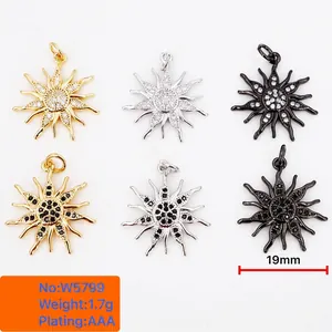 Exquisite 18K gold plated sunflower pendant set with micro-pave cubic zirconia crystals