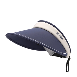 Zonneklep voor dames met UV-bescherming in marineblauw met brede rand voor buiten fietsen