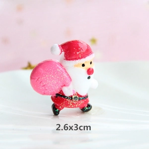 Miniature resin Santa Claus figurine with glitter for DIY crafts, size 2.6x3cm