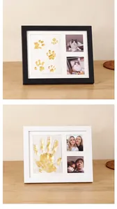 DIY pet paw print and baby footprint memorial frame set in black and white finishes