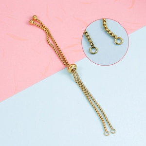Adjustable stainless steel gold-plated DIY bracelet chain with slider bead and pearl chain