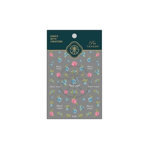 3D floral embossed nail art stickers with blue and pink flowers KX248 design