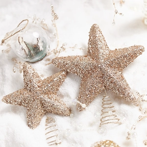 Champagne gold glitter star tree topper with spiral base for Christmas decoration