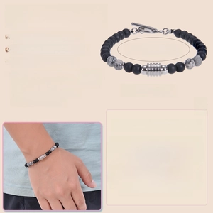 Size chart for 6mm obsidian bracelet showing circumference from 6.6 to 8.5 inches