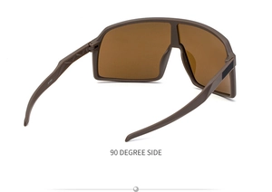 Detailed back side view of brown matte cycling sunglasses with JH1808 frame structure