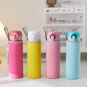 Portable insulated water bottle sleeves with lanyards in four vibrant colors for protection