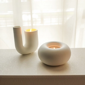 Minimalist Ceramic Candle Holder Modern INS Style Porcelain Candlestick Ornament Home Table Decor Wedding Party Atmosphere