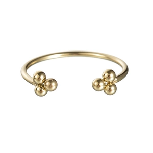 Anello aperto regolabile con perle dorate in acciaio inossidabile lucido minimalista