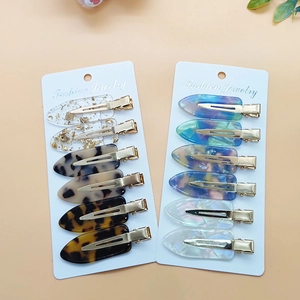 Colorful acetate seamless hair clips with shell luster and tortoise pattern finish