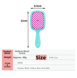 Detail view of vented hair brush dimensions 21x8.5cm and lightweight 48g design