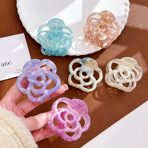 Camellia Flower Hair Claw Clip Elegant Hollow Acetate Hairclamp Versatile Strong Hold Hair Accessory For Women