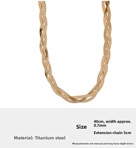 Detailed size chart for 40cm titanium steel braided herringbone necklace with extension