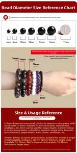 Tableau comparatif des tailles de perles Emperor Stone de 6mm à 19mm avec référence pièce