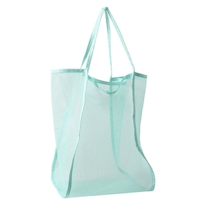 Mint green mesh tote bag with large capacity and breathable design for beach or shopping