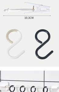 Detail view of 10.3CM S-shaped multifunctional hook with clip for organizing home items