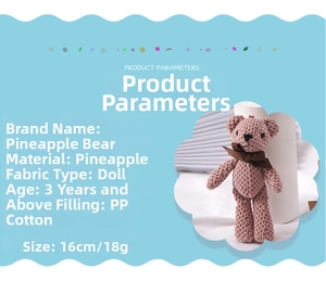 Product parameters of 16cm pink pineapple bear plush keychain with PP cotton filling