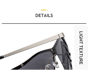 Detail view of silver metal temples and dark lenses on flame-style fashion sunglasses