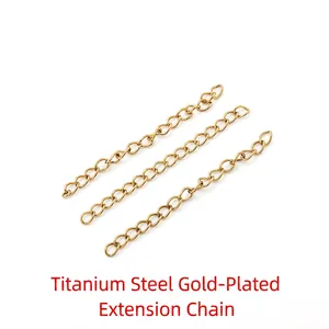 Three pieces of 18K gold plated titanium steel extension chains for jewelry DIY projects