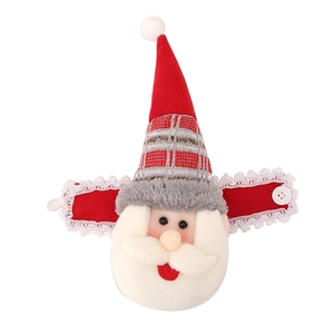 Embrasse de rideau Père Noël de Noël avec bonnet à carreaux rouges et dentelle