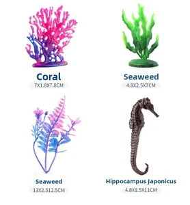 Dimensions détaillées des figurines corail et hippocampe pour éducation marine