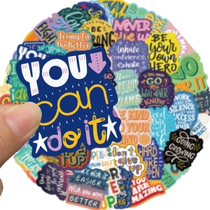 50-piece set of motivational English quote stickers for laptops and phone cases