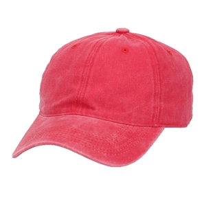 Classic washed cotton baseball cap in rose red with adjustable blank design