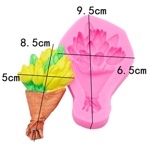Tulip bouquet silicone DIY mold for scented candles and gypsum crafts with dimensions