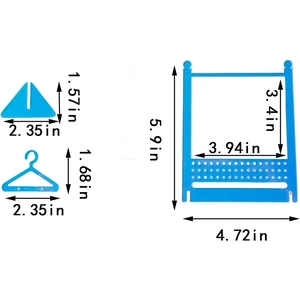 Colorful acrylic earring display stand with hangers and size dimensions in inches