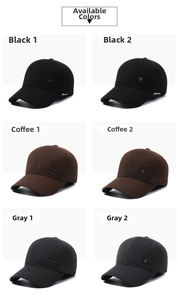 Men's thermal baseball hats in black, coffee, and grey with decorative metal buckles