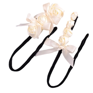 Elegant cream satin rose hair bun maker set for vintage hairstyles and easy braiding styling
