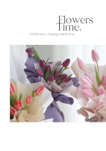 Detail of colorful artificial tulips wrapped in premium translucent pearlescent paper