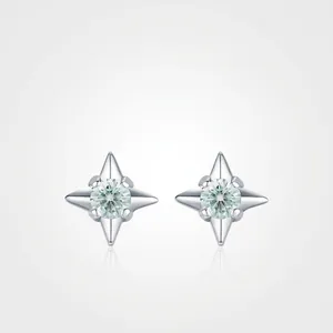 Moissanite Star Stud Earrings With 925 Sterling Silver Earring Post D Color VVS1 Round Cut Elegant Jewelry For Women