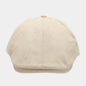 Berretto newsboy beige classico con motivo a spina di pesce e design vintage strutturato