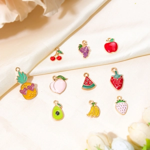 Colorful fruit enamel alloy pendants including strawberry and pineapple for DIY jewelry