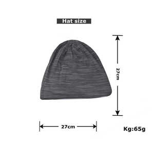 Size chart for dark gray beanie showing height and width measurements of 27cm