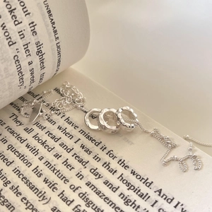 925 Sterling Silver Necklace Interlocking Circles Geometric Irregular Zircon Pendant French Style Elegant Jewelry Women