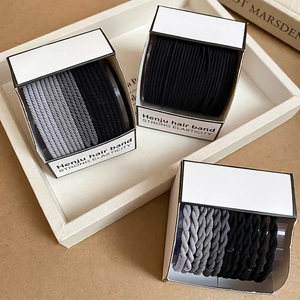 Set de chouchous tressés élastiques noir et gris, durable et élégant pour queue de cheval