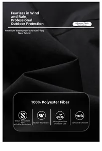 Vue détaillée du tissu noir en 100% polyester déperlant et coupe-vent pour cette veste
