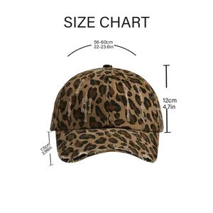 Detailed size chart for leopard print baseball cap with 56-60cm head circumference