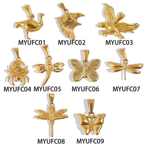 Detailed selection of 24K gold-plated animal and insect charms with model labels
