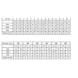 Size guide for vintage lace wedding dresses from US 2 to Plus Size 26W in inches and cm