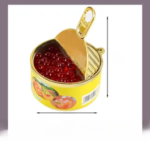 Miniatur-Lebensmitteldose mit Fruchtetikett, Maße: 5 cm Höhe und 4 cm Durchmesser