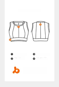 Detail sketch of U-neck high-impact sports bra with contrast stitching and fixed pads