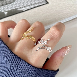 Minimalist 925 Sterling Silver Adjustable Ring Irregular Branch Design Elegant Jewelry For Women