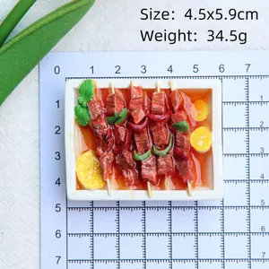 Detail view of realistic miniature shashlik kebab food model measuring 4.5x5.9cm in size
