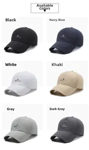 Selection of quick-dry baseball caps in six colors including black, navy, and khaki