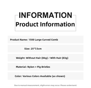Macro view of product specifications for boar bristle hairbrush measuring 25x7.5cm