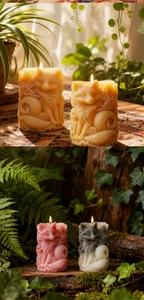 Close-up of a 3D fox relief silicone mold featuring detailed fur texture for DIY candles