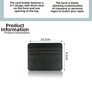 Detail view of leather card holder dimensions 10.2cm x 8.2cm with 3 slots and 1 top pocket