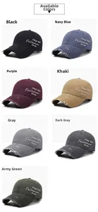 Detailansicht der bestickten Baumwoll-Baseballkappen im Distressed-Look in sieben Farben
